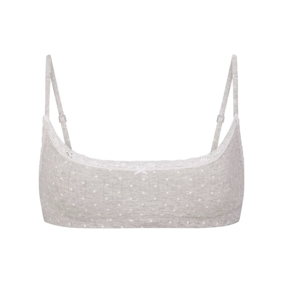 SKIMS Other - Skims Lightweight Cotton Pointelle Scoop Bralette - New - Heather Gray - Medium
